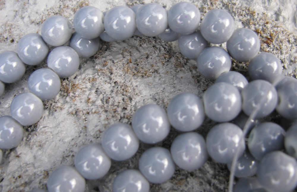 Glaspärlor Rund - Grå 8mm, 1 sträng Hilmas Pyssel