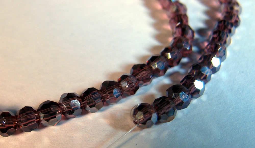 Glaspärlor Facetterade - Runda, Lila med AB 3mm, 1 sträng Hilmas Pyssel