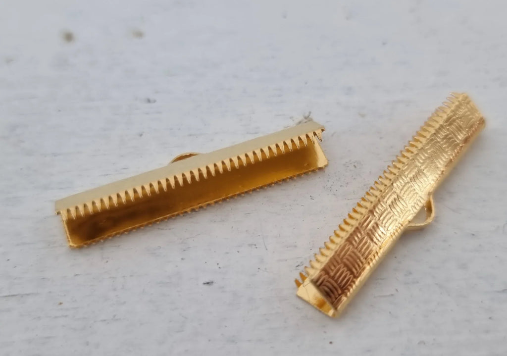 Ändfäste platta band 24k guldpläterad - Bredare modell, 29 mm, 2-pack Grekisk Metall