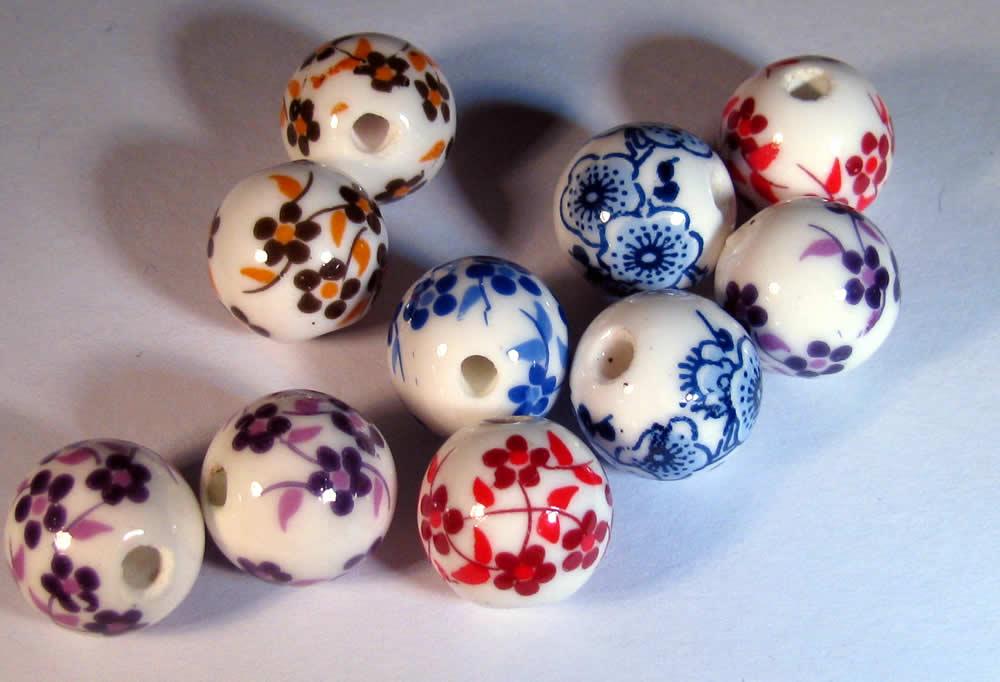 Porslinspärla - Mixade färger på blommorna, 12mm, 20-pack Hilmas Pyssel