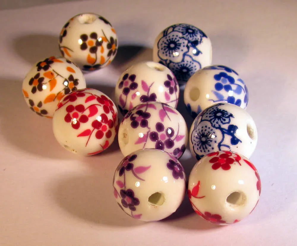 Porslinspärla - Mixade färger på blommorna, 12mm, 20-pack Hilmas Pyssel