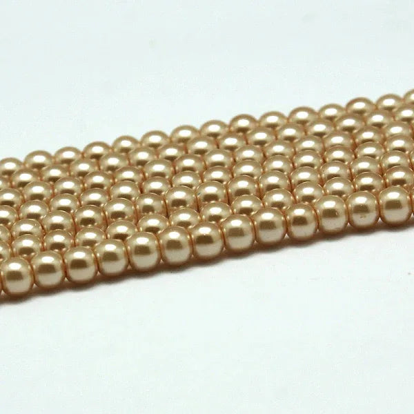 Vaxade glaspärlor - Aprikosa 10 mm, 1 sträng Hilmas Pyssel