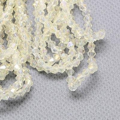 Glaspärlor Bicone - Svagt gul, 3mm, 1 sträng Hilmas Pyssel