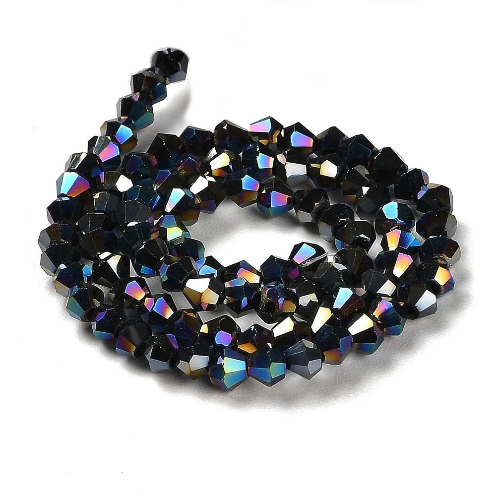 Glaspärlor Bicone - Svart AB, 3x2,5mm, 1 sträng Hilmas Pyssel