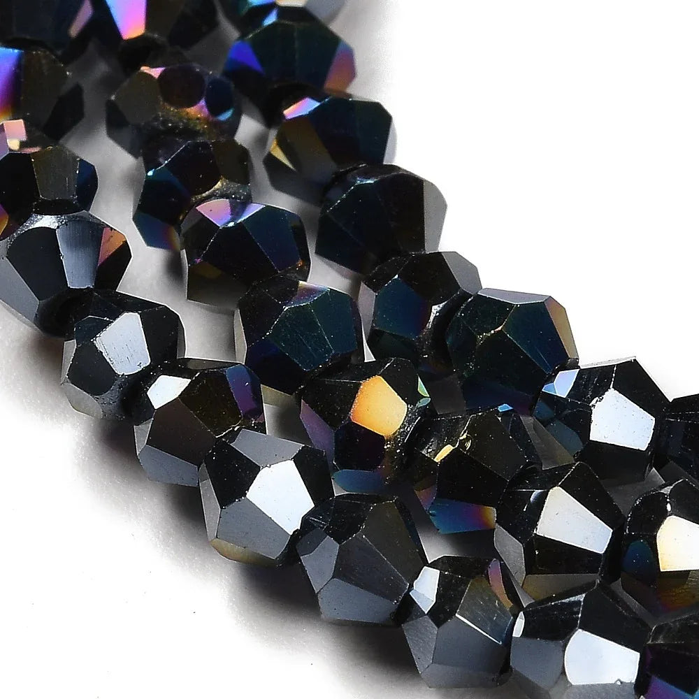 Glaspärlor Bicone - Svart AB, 3x2,5mm, 1 sträng Hilmas Pyssel