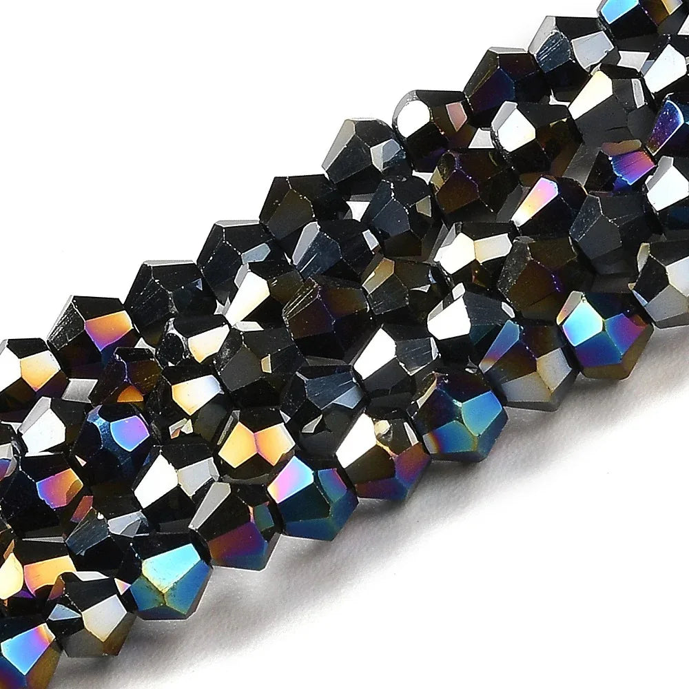 Glaspärlor Bicone - Svart AB, 3x2,5mm, 1 sträng Hilmas Pyssel