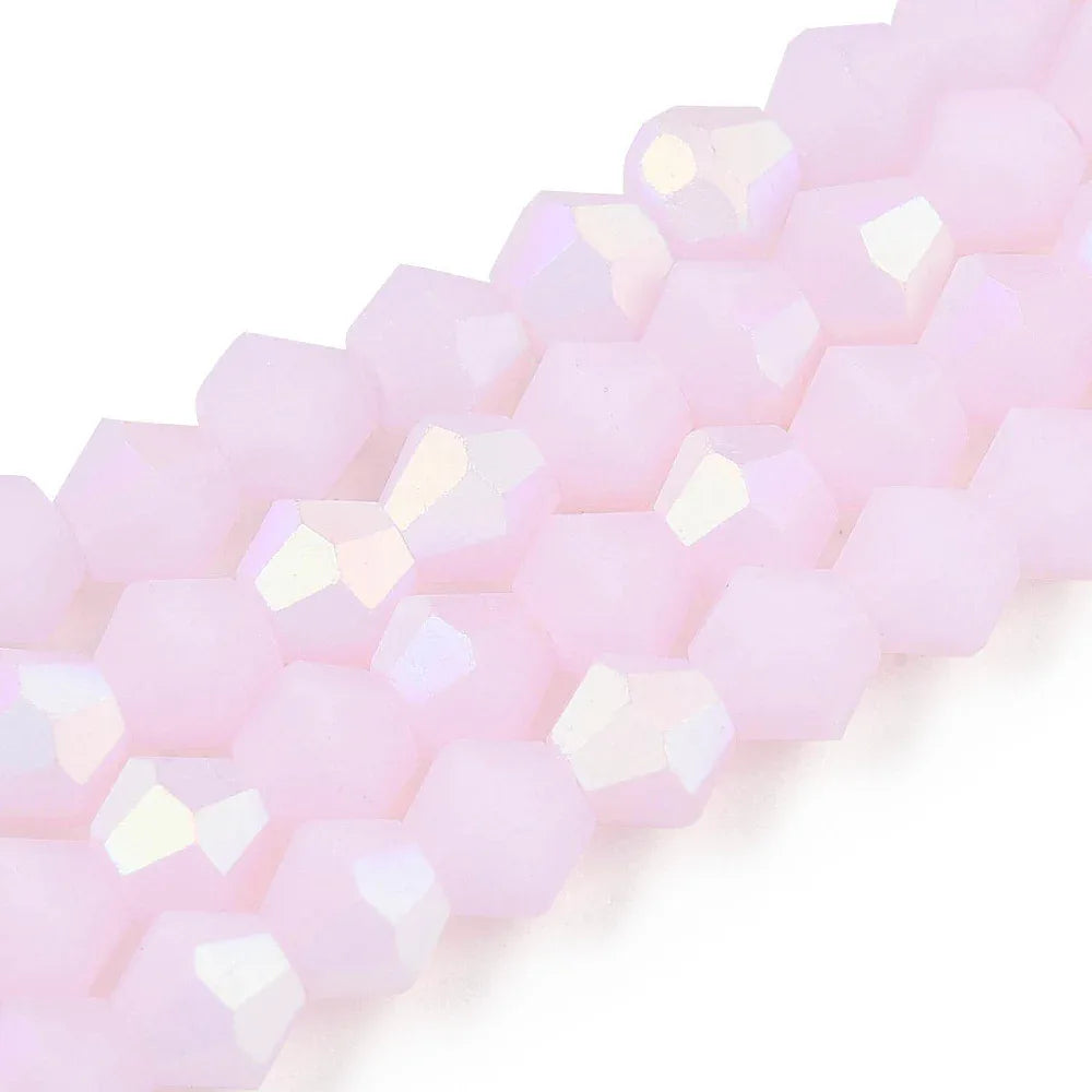Glaspärlor Bicone - Matt Jadeimitation Rosa AB, 4mm, 1 sträng Hilmas Pyssel