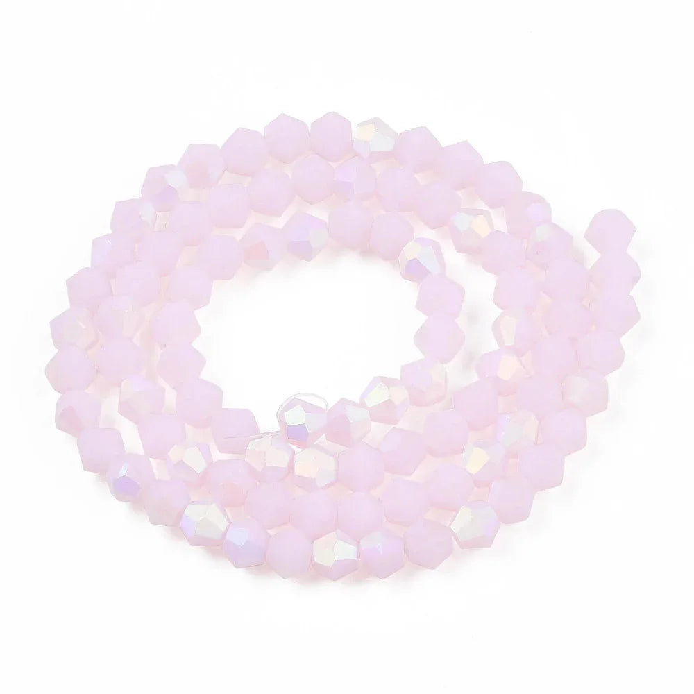 Glaspärlor Bicone - Matt Jadeimitation Rosa AB, 4mm, 1 sträng Hilmas Pyssel