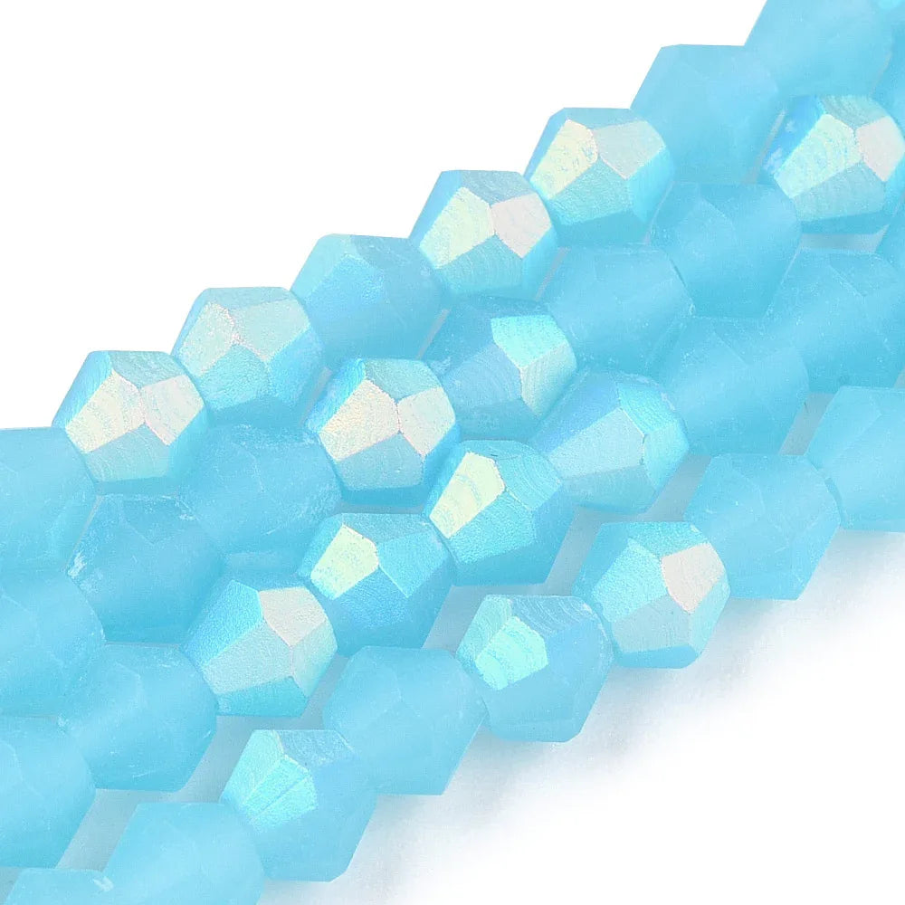 Glaspärlor Bicone - Matt Jadeimitation Ljusblå AB, 4mm Hilmas Pyssel