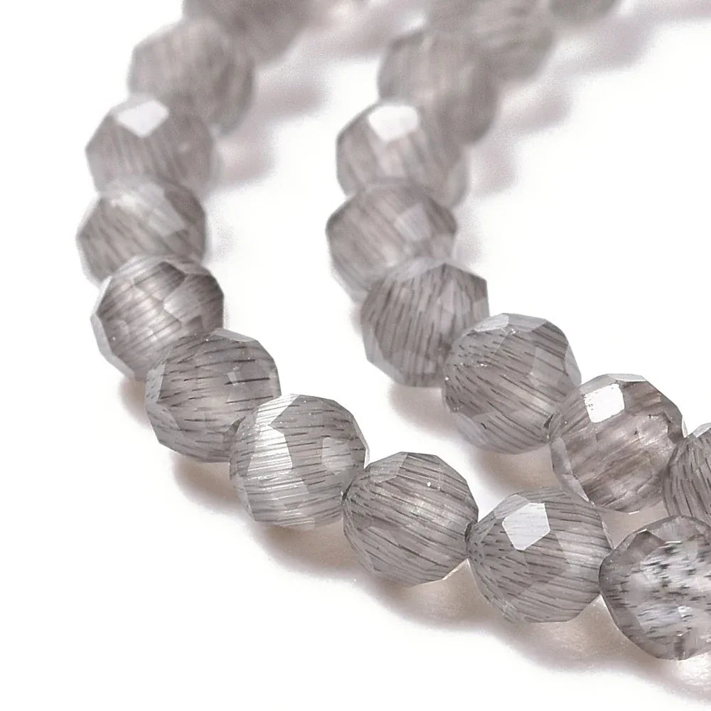 Cat's eye pärlor - Facetterad Rund Svart 3mm 1 sträng Hilmas Pyssel