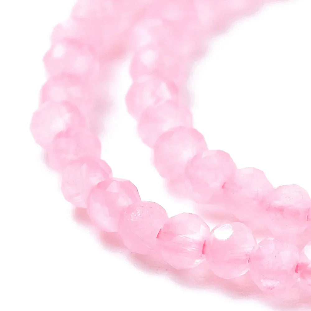 Cat´s eye pärlor - Facetterad Rund Rosa 2mm, 1 sträng Hilmas Pyssel