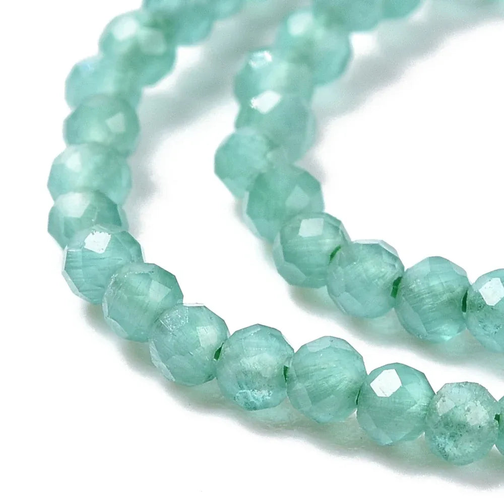 Cat´s eye pärlor - Facetterad Rund Grön 2mm, 1 sträng Hilmas Pyssel