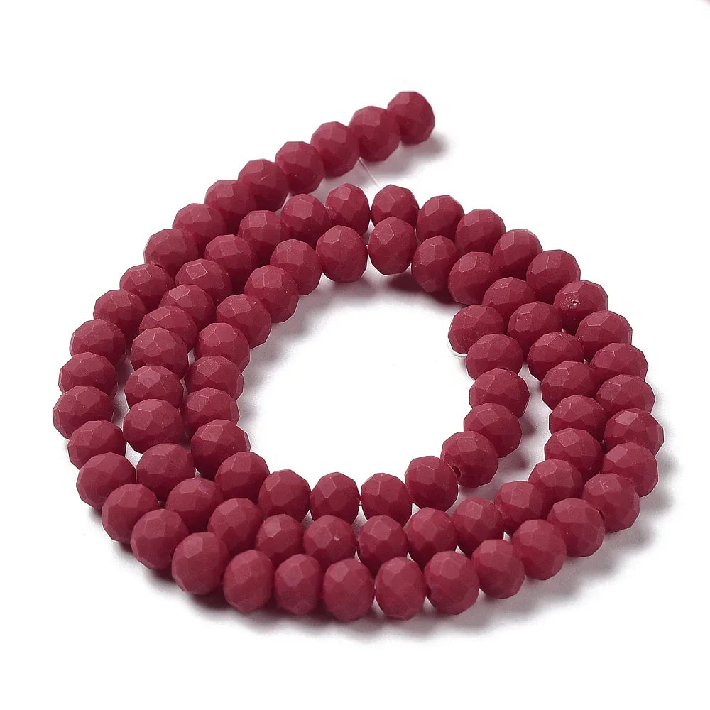 Facetterade glaspärlor - Matt Röd, 3,5x3mm, 1 sträng Hilmas Pyssel