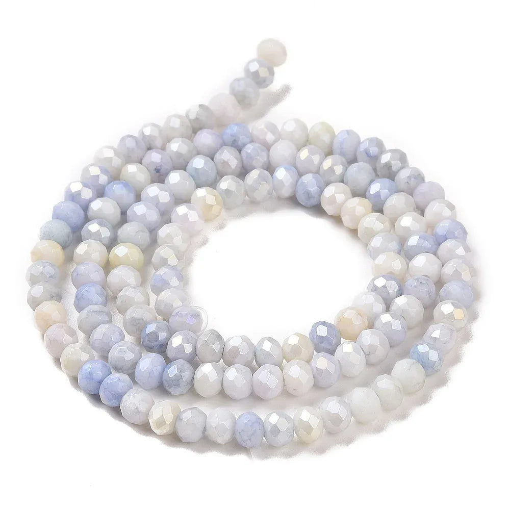 Facetterade glaspärlor - Sommarmix blå, 4x3mm, 1 sträng Hilmas Pyssel