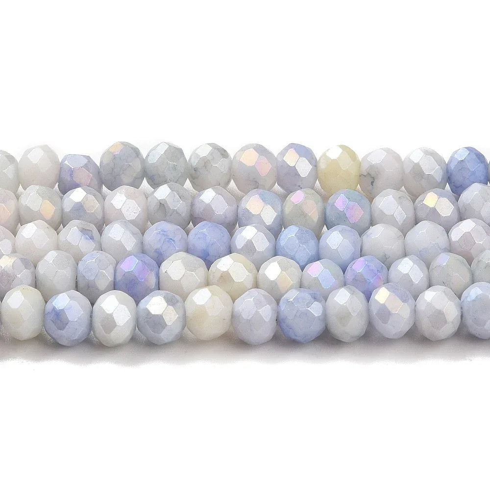 Facetterade glaspärlor - Sommarmix blå, 4x3mm, 1 sträng Hilmas Pyssel