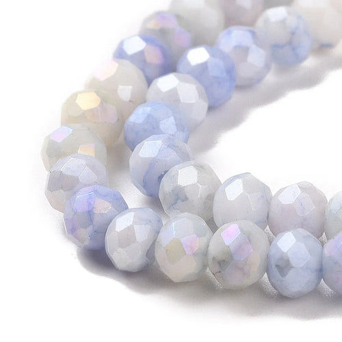 Facetterade glaspärlor - Sommarmix blå, 4x3mm, 1 sträng Hilmas Pyssel