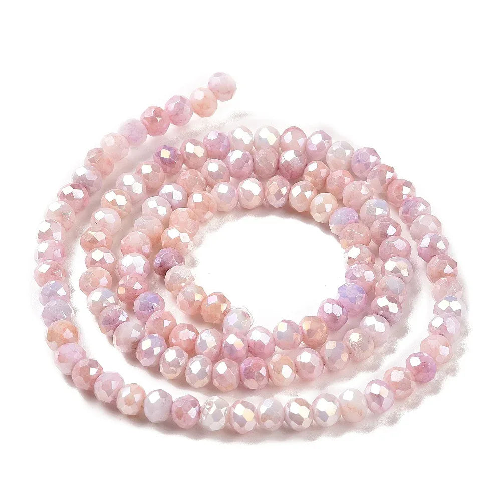 Facetterade glaspärlor - Sommarmix rosa, 4x3mm 1 sträng Hilmas Pyssel