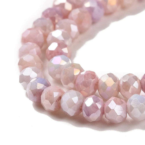 Facetterade glaspärlor - Sommarmix rosa, 4x3mm 1 sträng Hilmas Pyssel