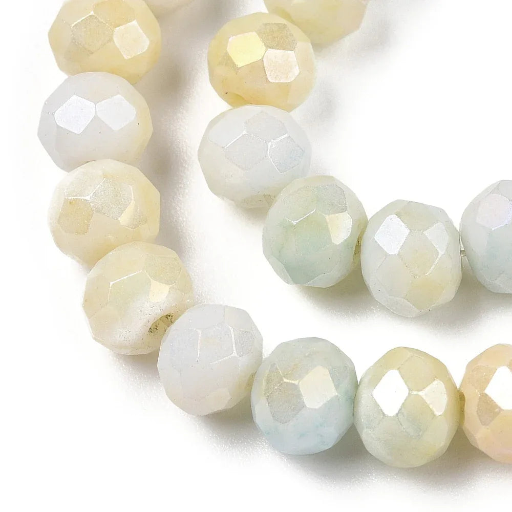 Facetterade glaspärlor - Sommarmix grön, 6x5mm 1 sträng Hilmas Pyssel