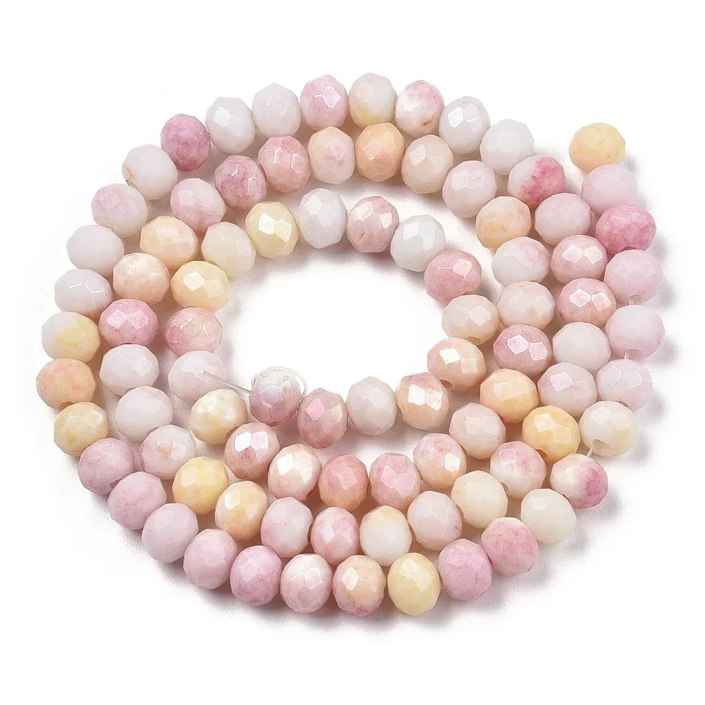 Facetterade glaspärlor - Sommarmix rosa, 6x5mm 1 sträng Hilmas Pyssel