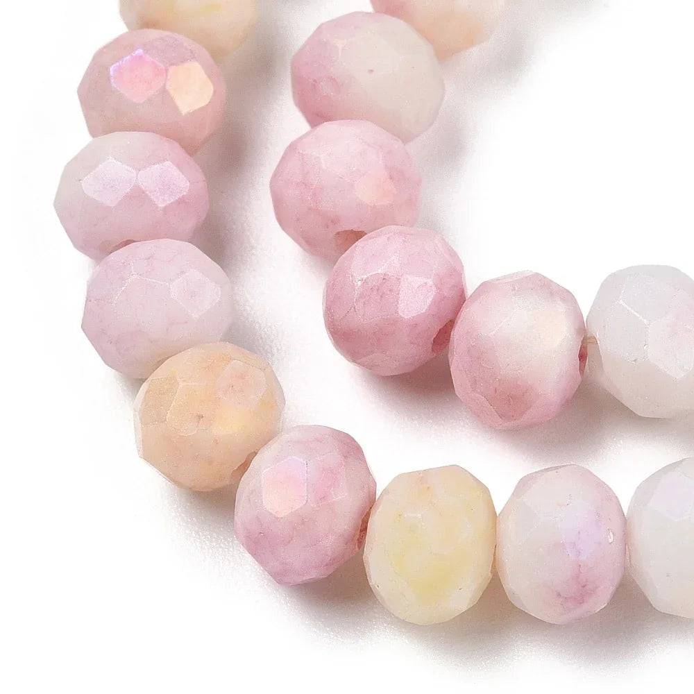 Facetterade glaspärlor - Sommarmix rosa, 6x5mm 1 sträng Hilmas Pyssel