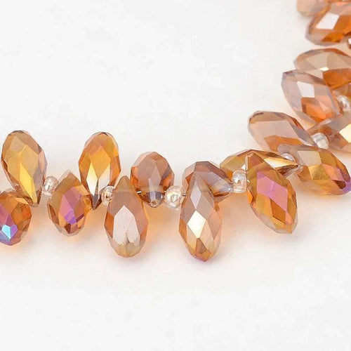 Facetterade droppar - Brun med lyster, 13x6mm, 1 styck Hilmas Pyssel
