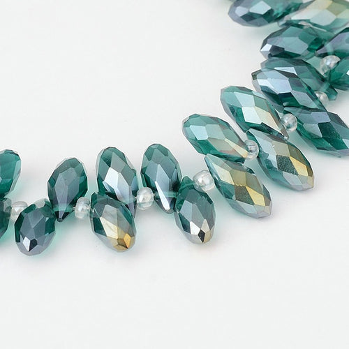 Facetterade droppar - Grön med lyster, 13x6mm 1 styck Hilmas Pyssel