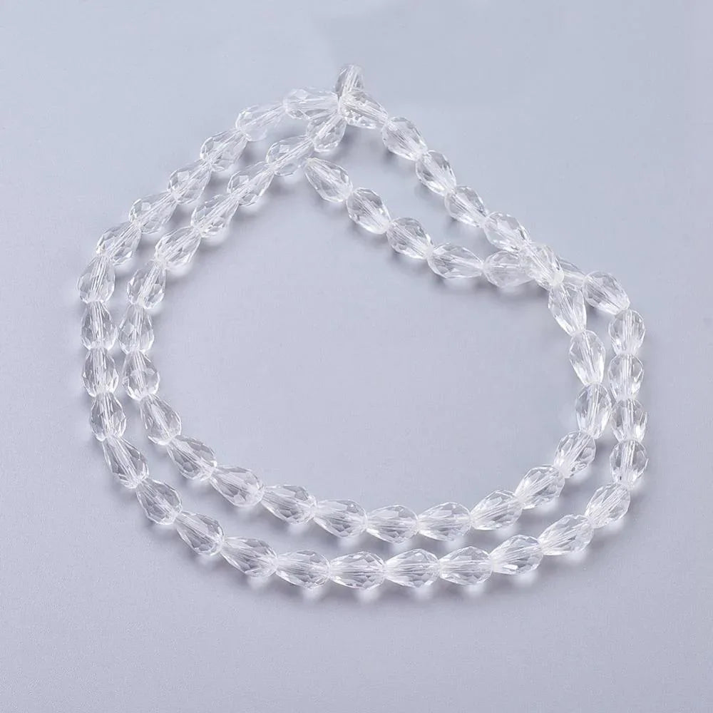 Facetterade droppar - Klar, 11x8mm 1 sträng Hilmas Pyssel