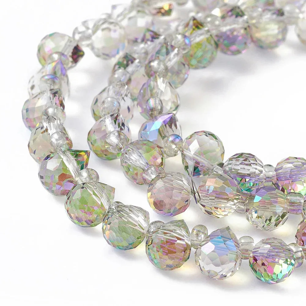 Facetterade droppar - Grå med regnbågslyster, 8x6mm 1 styck Hilmas Pyssel