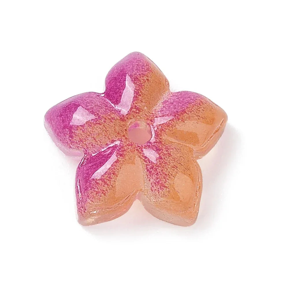 Glaspärlor Blomma - Rosa/Orange 12mm 1 styck Hilmas Pyssel