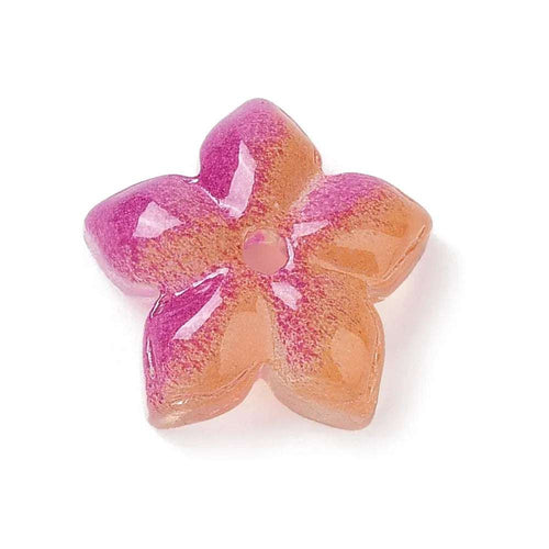 Glaspärlor Blomma - Rosa/Orange 12mm 1 styck Hilmas Pyssel