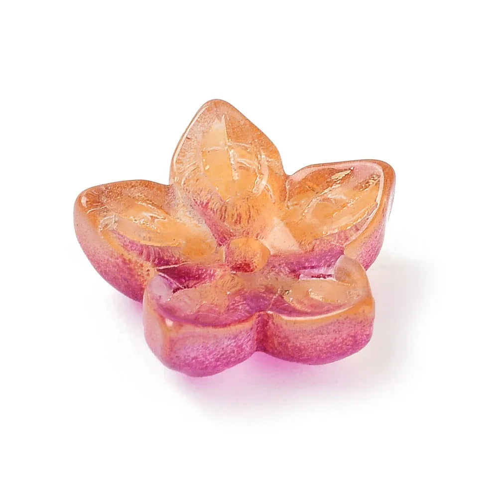 Glaspärlor Blomma - Rosa/Orange 12mm 1 styck Hilmas Pyssel