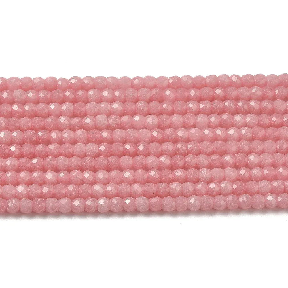 Glaspärlor Facetterade - Glow in the Dark, Rosa 4mm 1 sträng Hilmas Pyssel