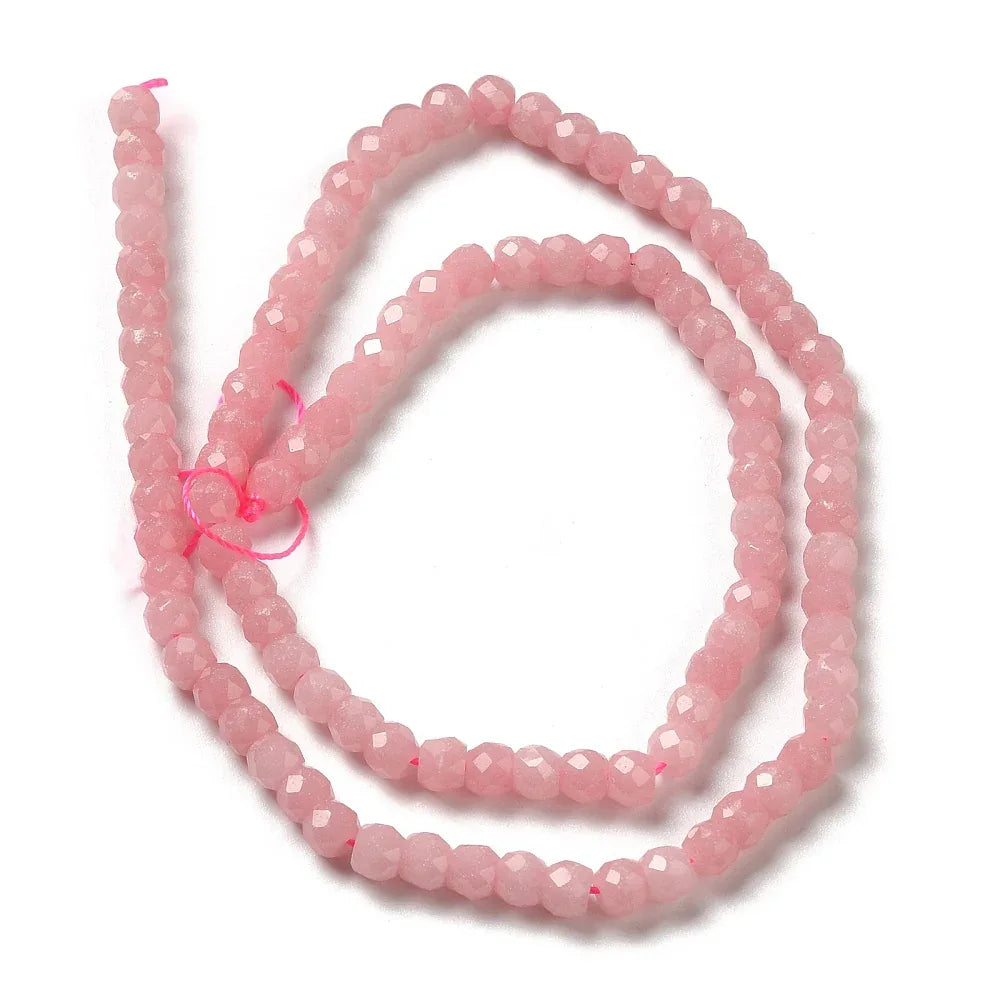 Glaspärlor Facetterade - Glow in the Dark, Rosa 4mm 1 sträng Hilmas Pyssel