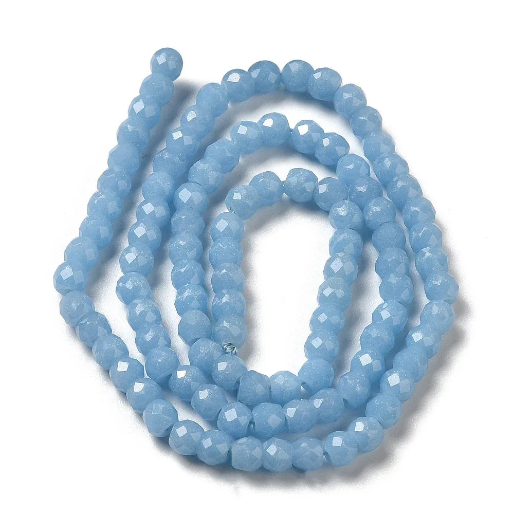 Glaspärlor Facetterade - Glow in the dark, Blå 4mm, 1 sträng Hilmas Pyssel