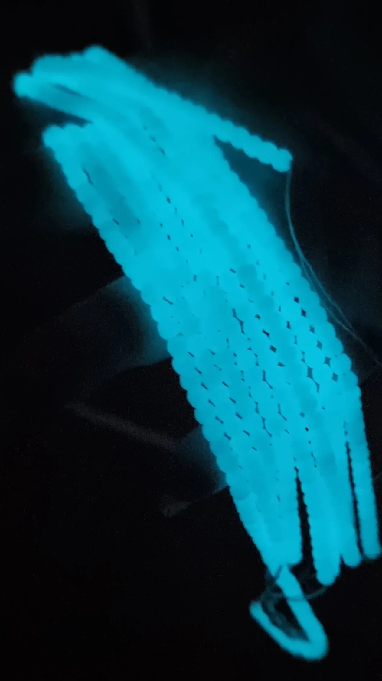 Glaspärlor Facetterade - Glow in the dark, Turkos 1 sträng Hilmas Pyssel