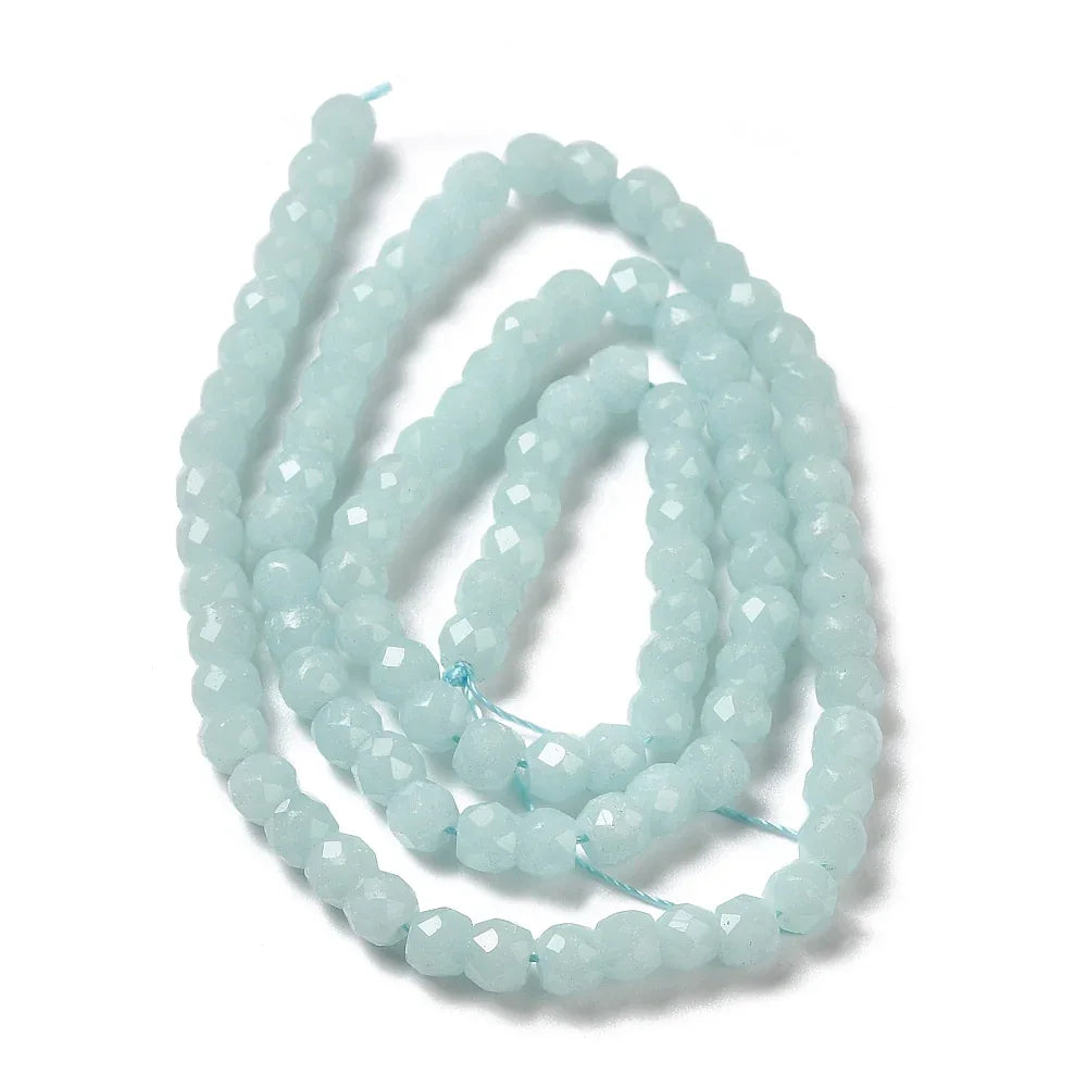 Glaspärlor Facetterade - Glow in the dark, Turkos 1 sträng Hilmas Pyssel