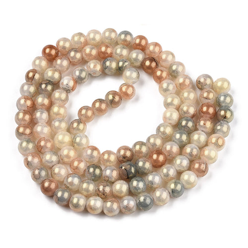 Krackelerad Rund - Stardust Moccasin 8mm, 1 sträng Hilmas Pyssel