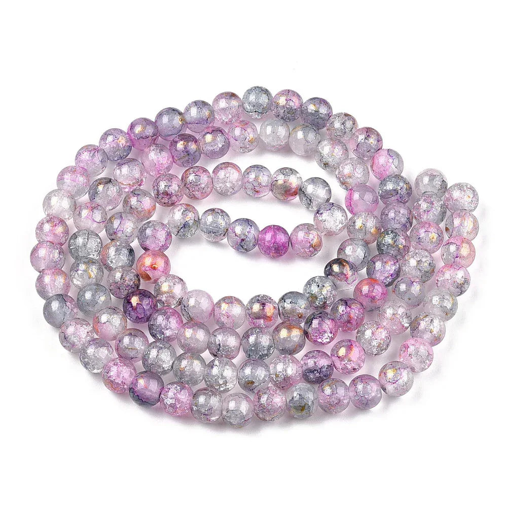 Krackelerad Rund - Stardust Violet, 6mm, 1 sträng Hilmas Pyssel