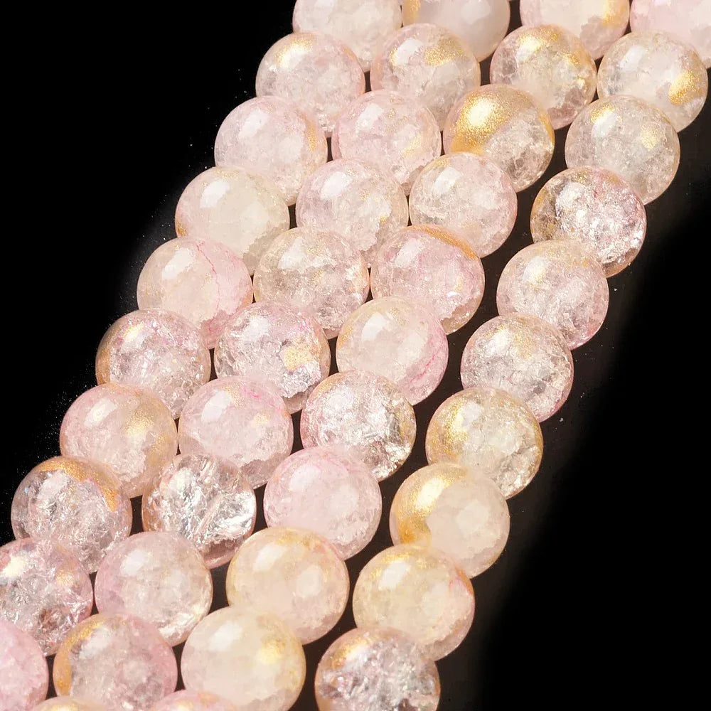 Krackelerad Rund - Stardust Pink, 6mm, 1 sträng Hilmas Pyssel