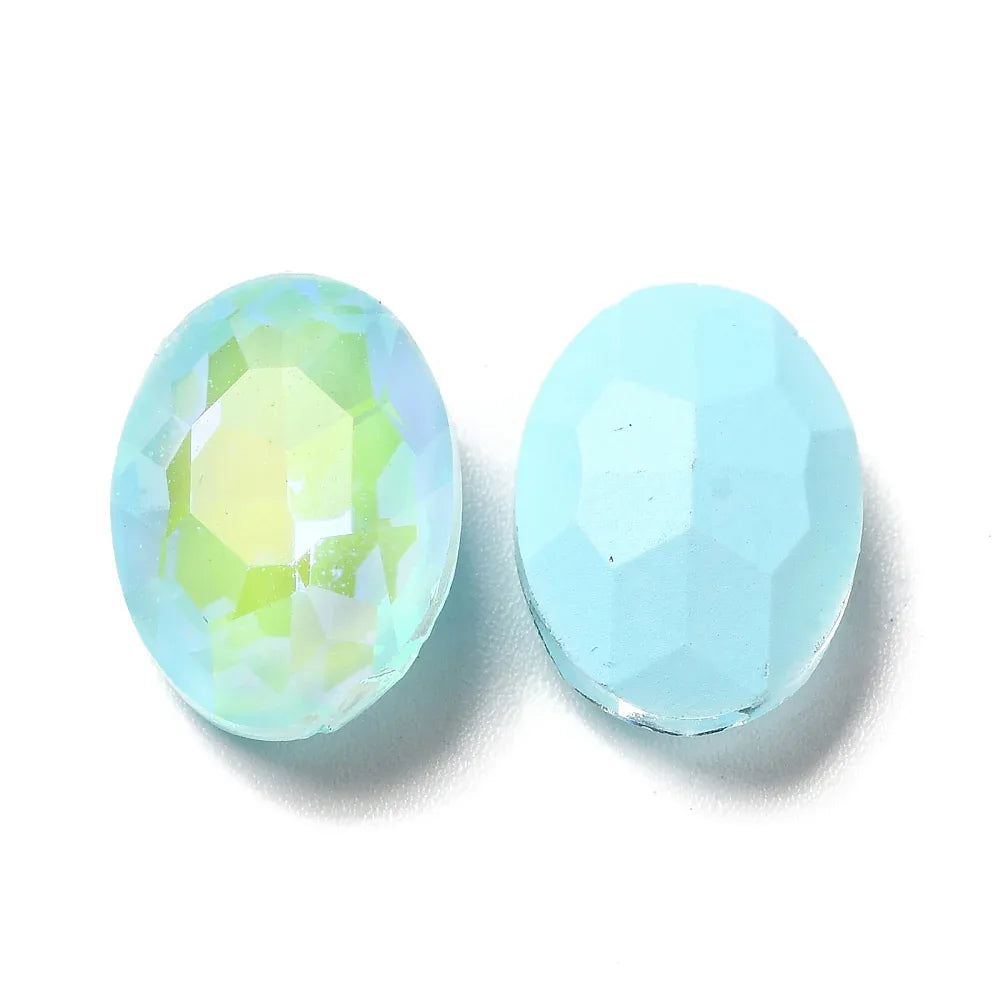 Kinesisk strass - Oval Aquamarine Shine 14x10mm 1 styck Hilmas Pyssel