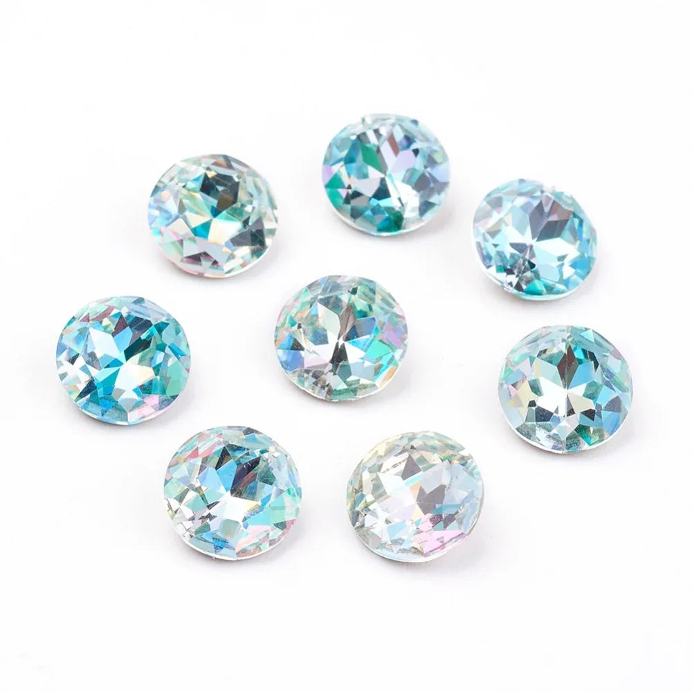 Kinesisk strass - Round stone Two tone Aquamarine 8mm 1 styck Hilmas Pyssel