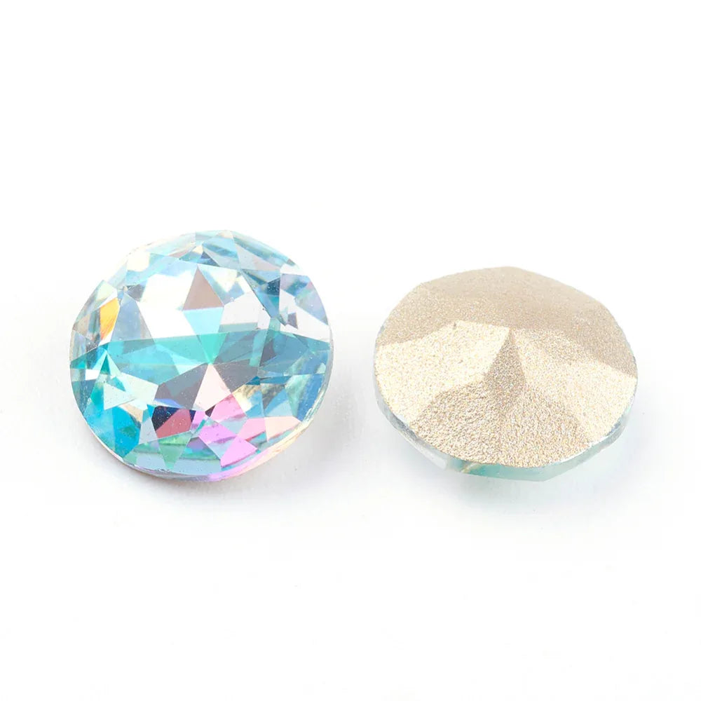 Kinesisk strass - Round stone Two tone Aquamarine 10mm 1 styck Hilmas Pyssel
