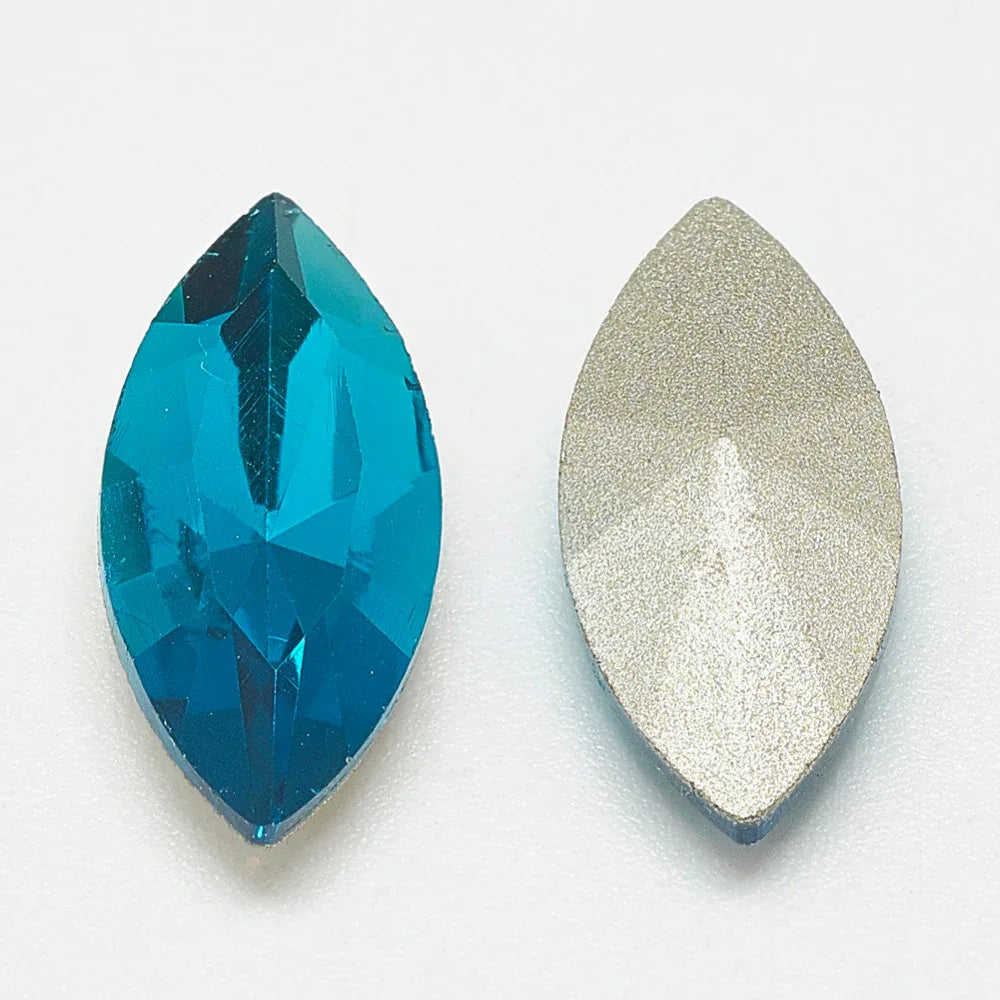 Kinesisk strass - Navette Capri Blue 10x5mm 1 styck Hilmas Pyssel