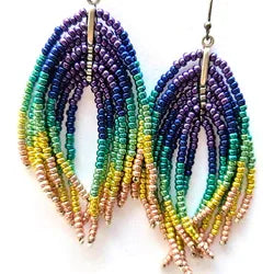 Zakros Peacock fringe earrings Beadsmith