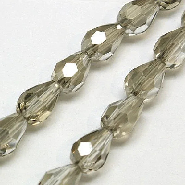 Facetterade droppar - Rökgrå, 12x8mm, 1 sträng Hilmas Pyssel