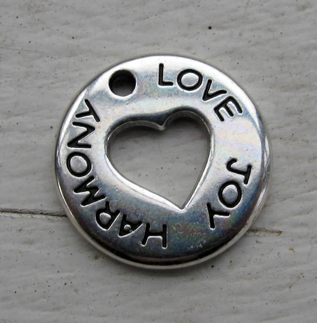 Berlock Silverfärgad - Love Joy Harmony 20mm 1 styck Grekisk Metall