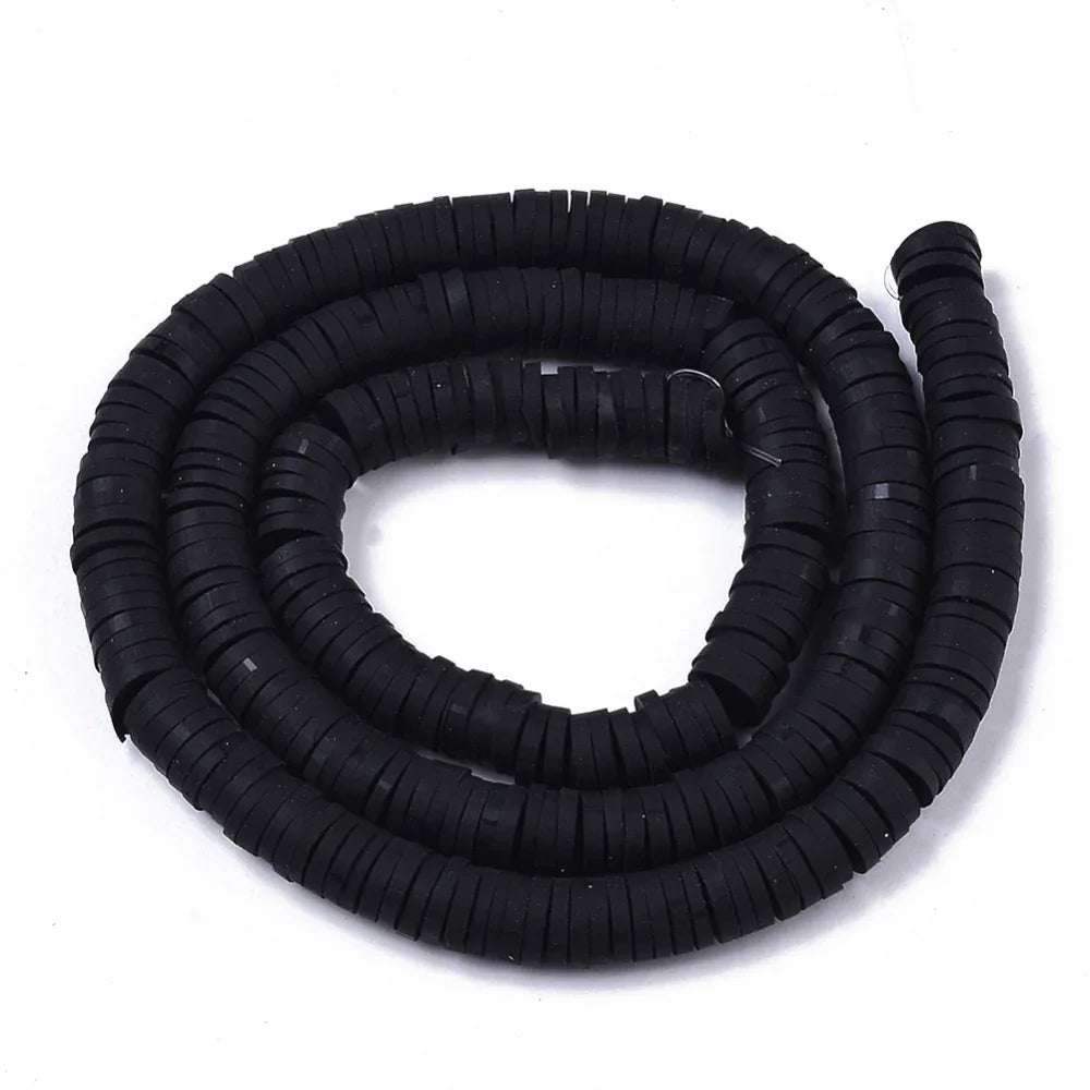 Heishi Pärlor - Svart 6mm 1 Sträng Hilmas Pyssel