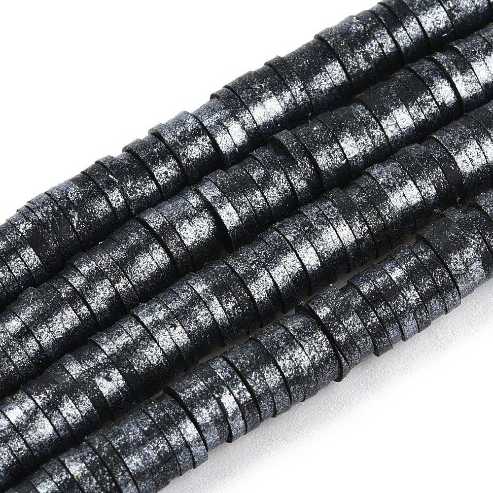 Heishi pärlor - Svart shimmer 6mm 1 sträng Hilmas Pyssel