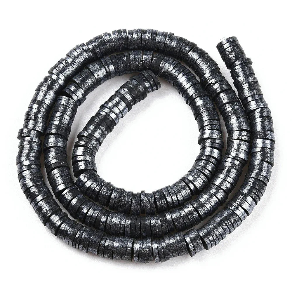 Heishi pärlor - Svart shimmer 6mm 1 sträng Hilmas Pyssel